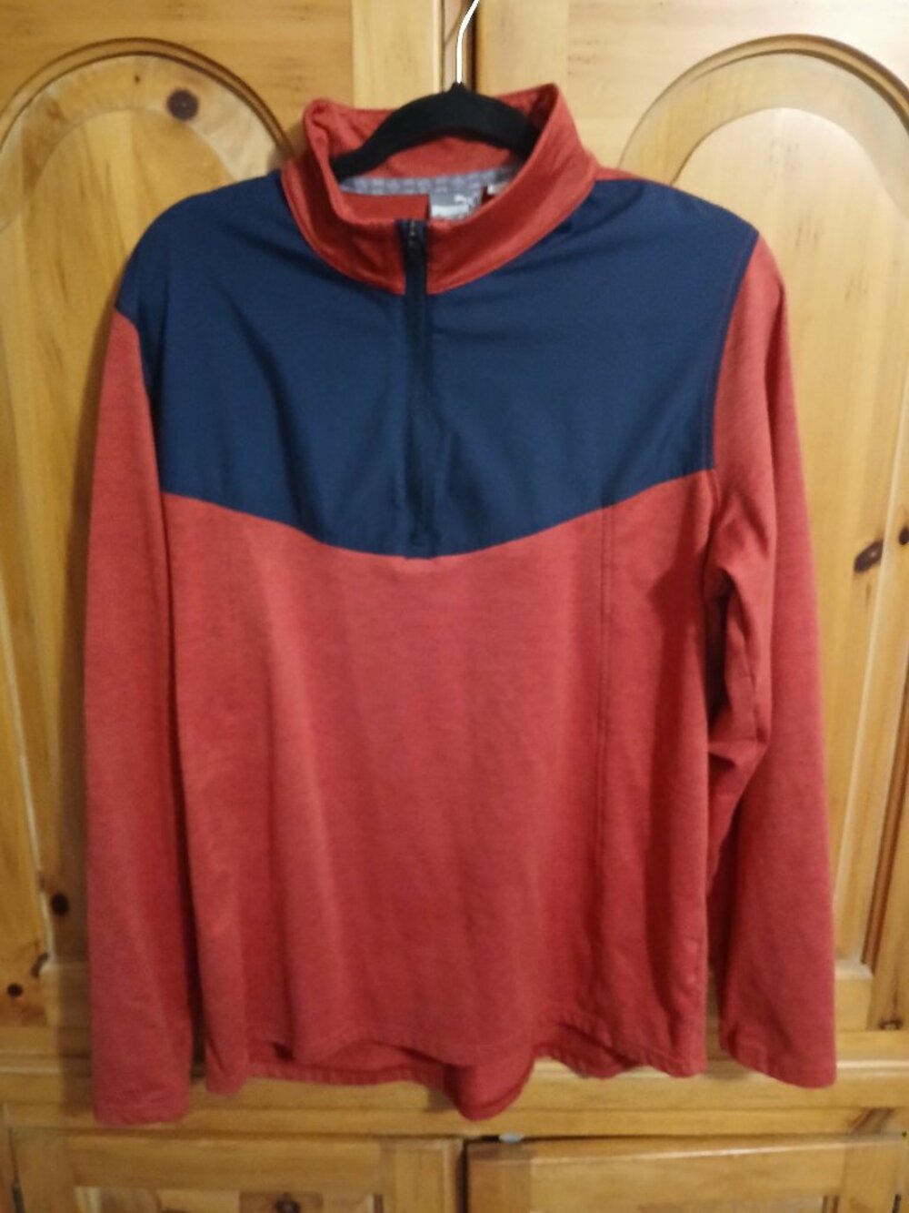 Puma Golf Pullover Men's Medium 1/4 Zip Red/Blue Long Sleeve Athletic Training